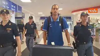 Il rientro all'aeroporto di Rimini di Gianmarco Tamberi dopo l'oro al Mondiale di Atletica