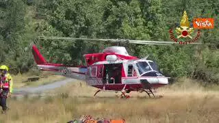 Il recupero da parte dei Vigili del fuoco dei campeggiatori bloccati dalle frane in Valle Argentera