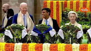 G20 in India, i leader al Memorial Raj Ghat Mahatma Ghandi