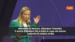 Meloni: "Serve dura lotta per difendere famiglie e Dio"