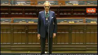 75 anni della Costituzione, Bocelli canta l'Inno di Mameli alla Camera