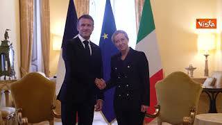 L'incontro a Palazzo Chigi tra Meloni e Macron, le immagini