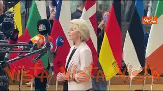 Consiglio Ue, la Presidente della Commissione von der Leyen arriva al vertice