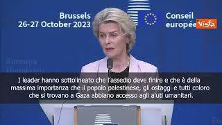 Von der Leyen: Non c'è contraddizione tra solidarietà a Israele e aiuti umanitari a Gaza