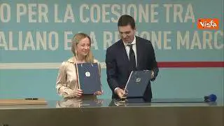 Meloni e Acquaroli firmano accordo per la Coesione tra il Governo e la Regione Marche