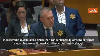 L'Ambasciatore d'Israele all'Onu si appunta la stella di David al petto al Consiglio di sicurezza