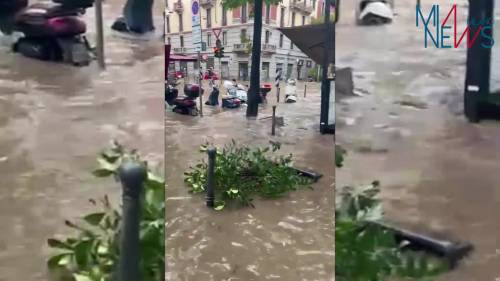 Maltempo a Milano: le strade allagate del quartiere Isola 