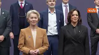 Vertice sull'intelligenza artificiale a Londra, i leader posano per la foto. Tra loro anche Meloni