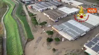 Maltempo in Toscana, le immagini aeree di Prato allagata