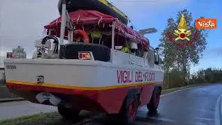 Alluvione in Toscana, Vigili del Fuoco impegnati a Campi Bisenzio