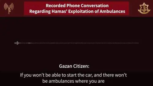 Una telefonata conferma l'utilizzo di ambulanze da parte di Hamas