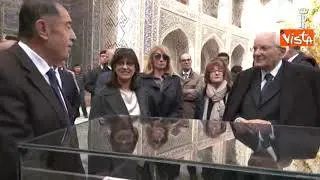 Il Presidente Mattarella visita la piazza del Registan, a Samarcanda, in Uzbekistan