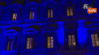 La facciata del Senato illuminata di blu per la Giornata Mondiale del Diabete