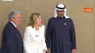 Meloni alla Cop28 di Dubai, accolta da bin Zayed e Guterres