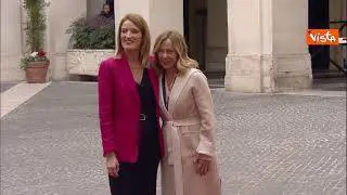 Meloni accoglie Metsola a Palazzo Chigi