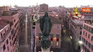 Immacolata concezione, i Vigili del Fuoco depongono corona di fiori a Piazza di Spagna