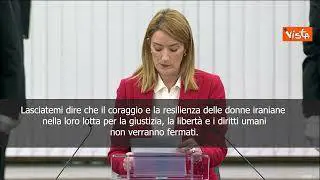 Premio Sacharov, Metsola: Voce delle donne iraniane non può essere messa a tacere