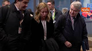 Consiglio Ue, l'arrivo di Giorgia Meloni a Bruxelles