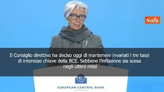 Lagarde: Bce lascia invariati tassi