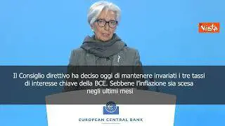 Lagarde: Bce lascia invariati tassi