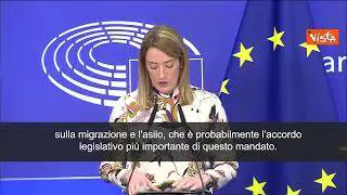 Metsola: "Accordo Patto su migrazione e asilo è il più importante del mandato"