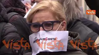 Flashmob della Fnsi contro l'emendamento Costa davanti a Palazzo Chigi, le immagini