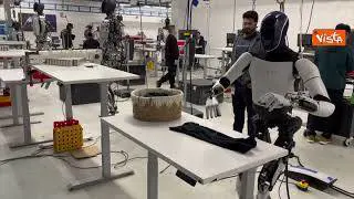 Il robot umanoide di Tesla, Optimus, piega una maglietta