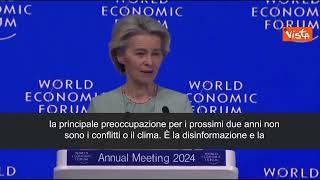 Von der Leyen a Davos: "Preoccupano disinformazione e polarizzazione"