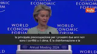 Von der Leyen a Davos: "Preoccupano disinformazione e polarizzazione"