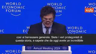Milei al Wef di Davos: "Non lasciatevi intimorire. Viva la libertà, ca**o"