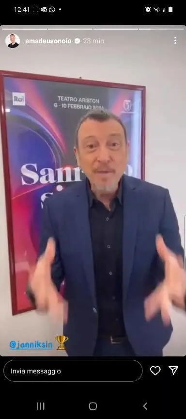 Festival di Sanremo, Amadeus invita pubblicamente Jannik Sinner