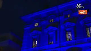 Palazzo Madama, facciata blu per giornata nazionale delle vittime civili delle guerre
