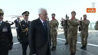 Mattarella visita la nave Bergamini al porto di Limassol, le immagini