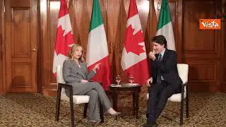 G7, Meloni scherza con Trudeau: "Al prossimo incontro devi parlare italiano" e lui: "Grazie"