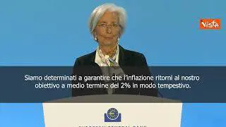 Lagarde (Bce): Determinati a far tornare inflazione al 2%