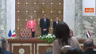 Meloni al Cairo, ecco la firma degli accordi tra Italia, gli altri Paesi Ue e Egitto