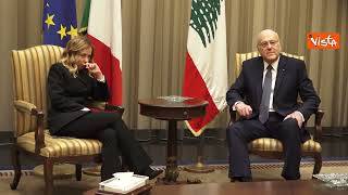 La premier Meloni in Libano, incontro con il primo ministro Najib Miqati