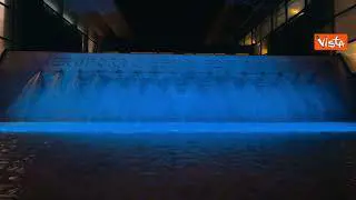 Giornata dell'Autismo, Aeroporti di Roma illumina di blu la fontana di Leonardo da Vinci