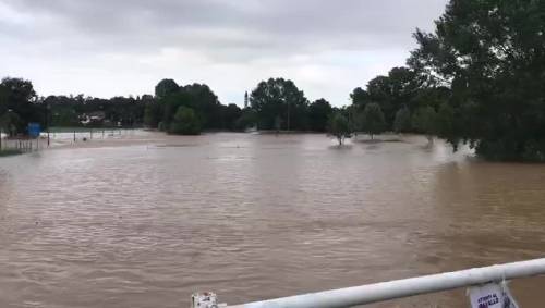 L'onda di piena del fiume Bacchiglione in provincia di Vicenza