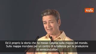 Vestager alla STMicroelectronics di Catania: "Successo riconosciuto in tutto il mondo"