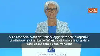 Lagarde: Bce taglia i tassi di 25 punti base