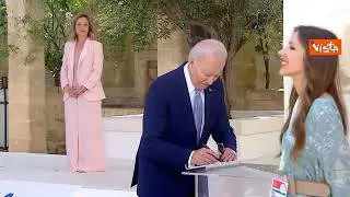 G7, Giorgia Meloni accoglie il Presidente Usa Biden