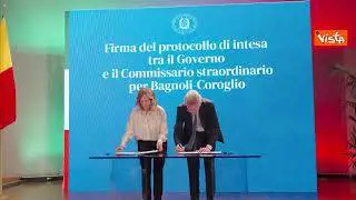 Meloni a Bagnoli, ecco la firma del protocollo d'intesa per la riqualificazione della zona