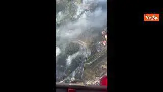 Vasto incendio a Roma, Gualtieri in elicottero sorvola la zona del rogo con il Prefetto Giannini
