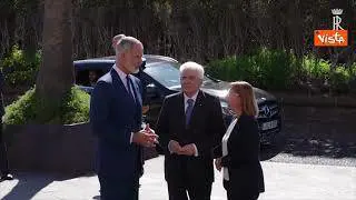 Mattarella e Re Felipe di Spagna al Cotec, la stretta di mano fra i due Capi di Stato