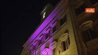 Facciata Montecitorio illuminata di viola per Giornata mondiale Alzheimer