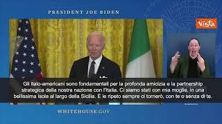 Biden celebra la comunità italiana e scherza con la moglie: "Tornerò in Sicilia con o senza di te"