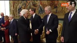 L'arrivo di Mattarella alla cerimonia per lo scambio degli auguri con rappresentanti istituzioni