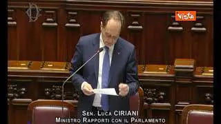 Ciriani in Aula: Pongo la questione di fiducia sull'approvazione della legge di bilancio