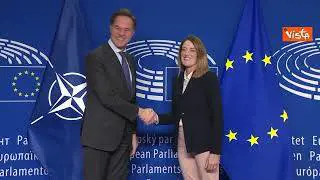 Metsola riceve a Bruxelles il segretario della Nato, Mark Rutte
